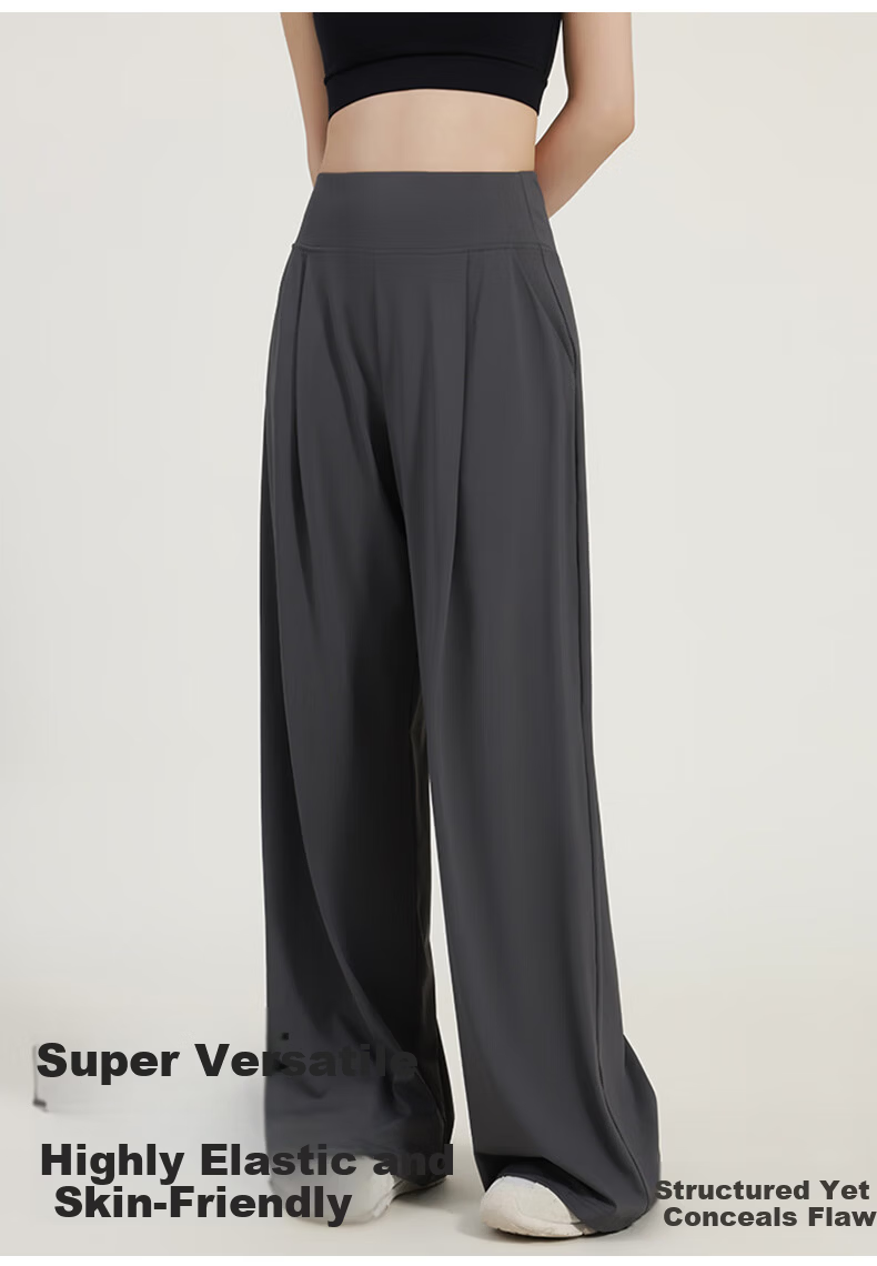 Free Style Women's High Waist Slim Fit Draped Straight Leg Yoga Pilates Outdoor Fitness Training Loose Wide Leg Pants 7