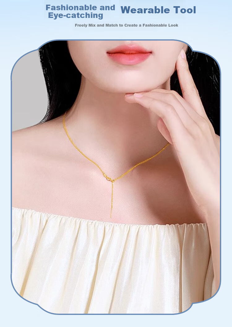 ALLOVE Sterling Silver Necklace for Women, Cross Simple Chain, Versatile Chain with Clasp, Gold-Colored without Pendant, Collarbone Chain, Replacement Chain, Bare Jewelry 3