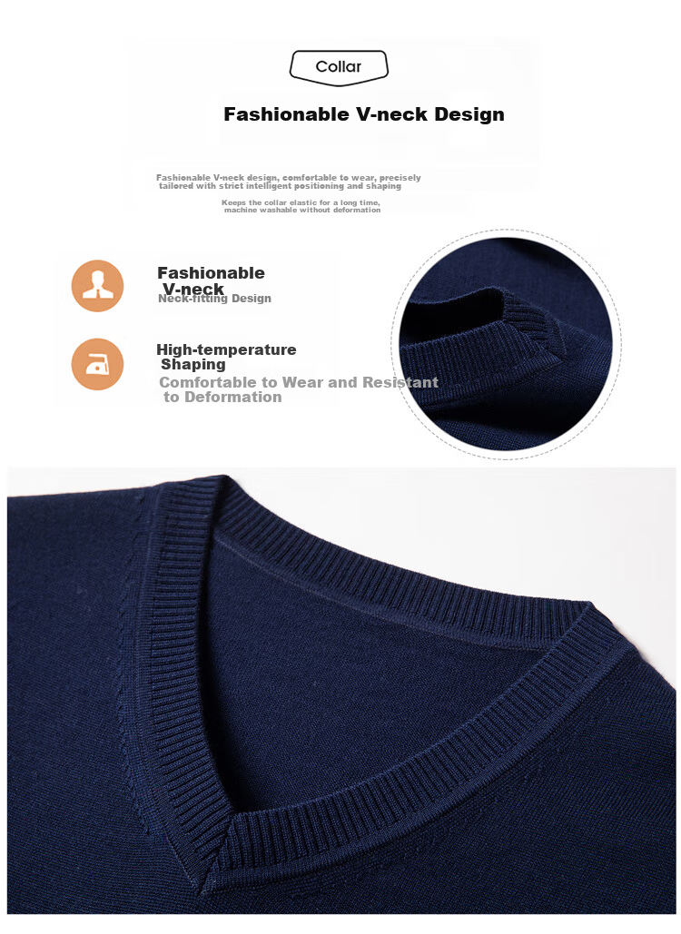 Hengyuanxiang Washable Pure Wool Vest for Men, V-Neck Waistcoat, Fine-Spun Wool Knitted Sleeveless Jacket, Black, Size 170 5