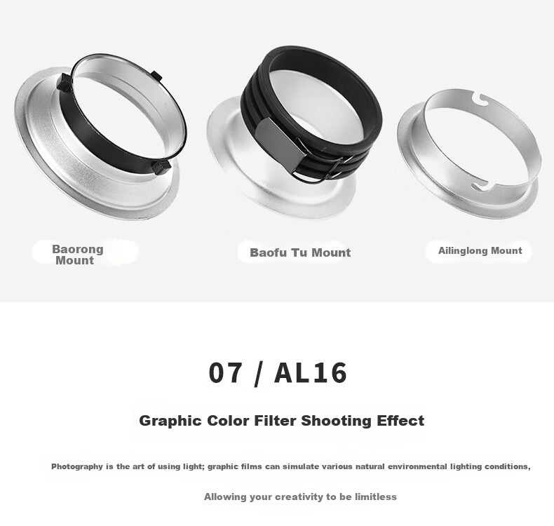 AMBITFUL ZhiJie AL20 Mini Spotlight Compatible with Bowens Mount Yongnuo YN150 Photography Fill Light Optical Focus Projection Modeling Atmosphere Lamp Telescopic Zoom 8