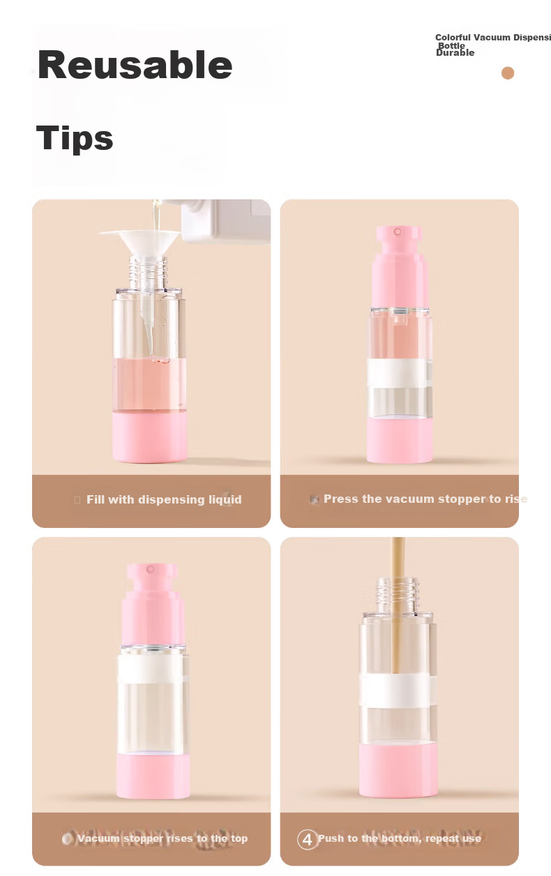 BADIGAO Travel Refillable Bottles Shampoo Shower Gel Foundation Vacuum Press Dispenser Skincare Sample Spray Bottle 2