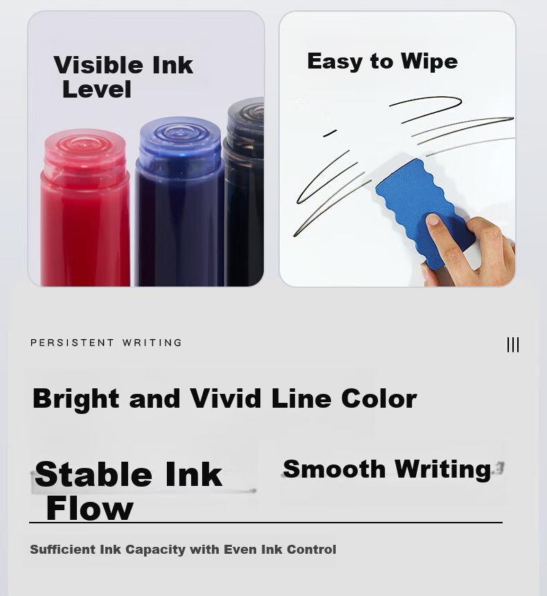 Comix Durable Liquid Ink Whiteboard Marker 1.8mm Erasable Non-Smudge Office Meeting Parent-Child Teaching Colored Whiteboard Markers 3-Color Assorted 4pcs/Box Stationery EW716 3
