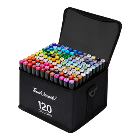 Touch Mark [Super Popular] 120-Color Marker Set, Dual-Tip Watercolor Pens, Anime-Style Oil-Based Art Markers, Drawing Set for Students, Stationery, Children's Birthday Gift for Girls And Boys