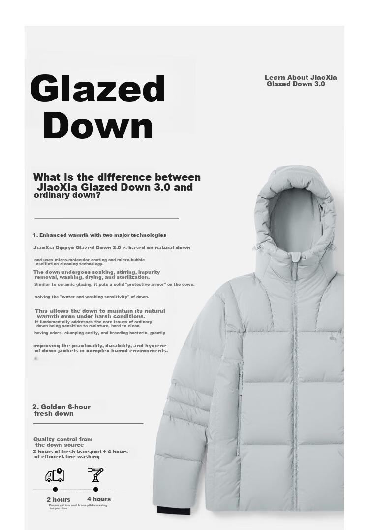 Beneunder Men's Water-Repellent Down Jacket Warm Outdoor Windproof Waterproof Machine-Washable Hooded Coat HD111 Light Mist Gray XL 24
