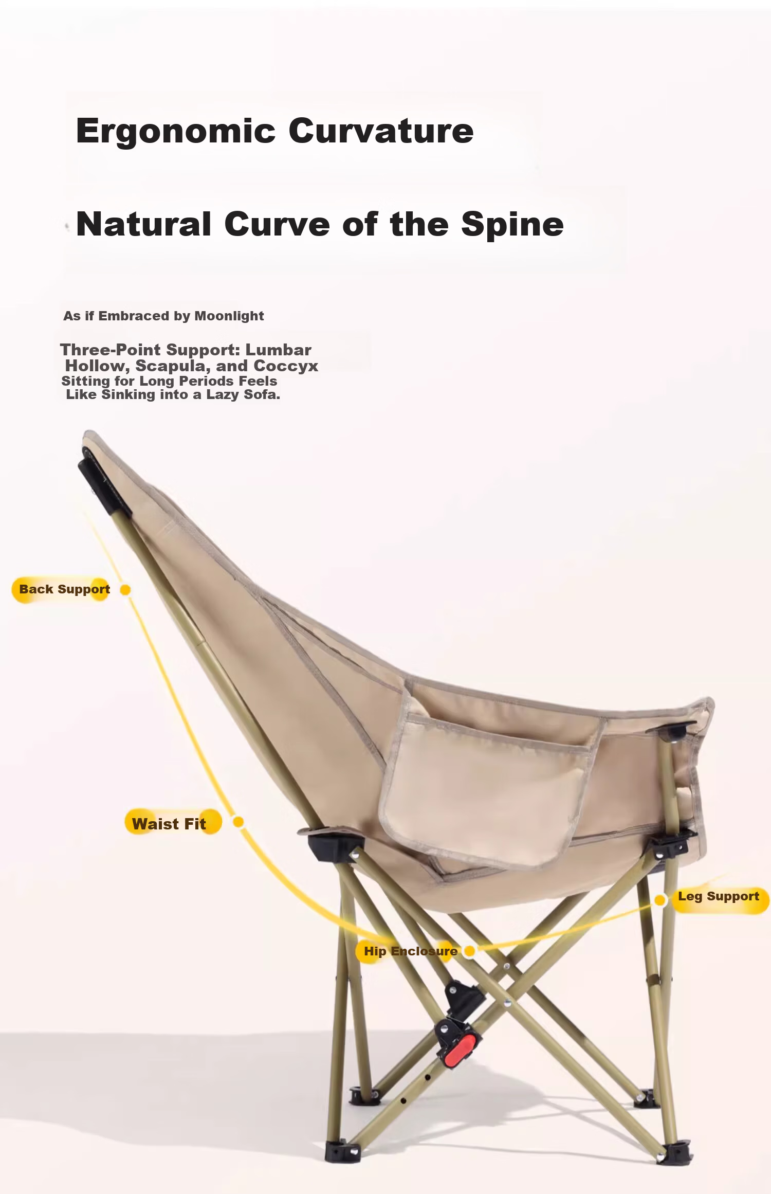 CAMEL Outdoor Folding High-Back Moon Chair Nap Recliner Camping Fishing Portable Armrest Stool Field Sketch Chair 0027 7