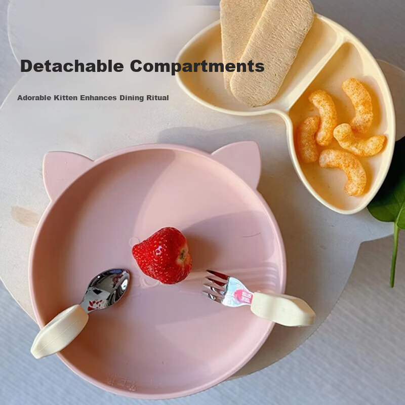 Qlittle Children's Tableware Gift Set Birthday Gift Peach Cheese Pink Deluxe Gift Box