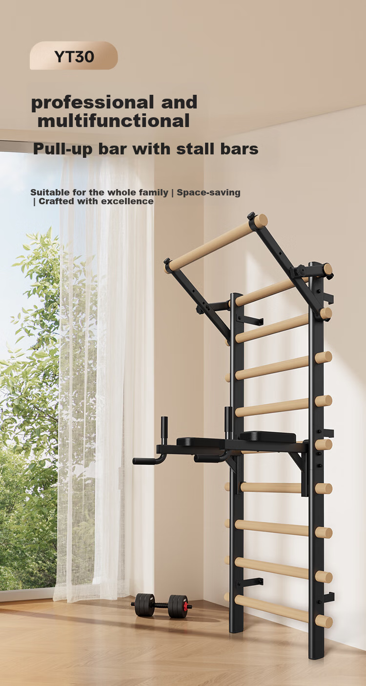 JOROTO Ribbed Wood Frame Pull-Up Bar Home Multifunctional Rehabilitation Leg Press Stretching Rack Thickened Steel Tube YT30 1