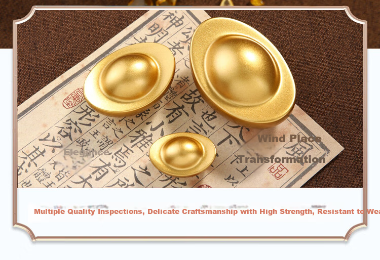 Bin Yue Copper Yuanbao Ornament Realistic Solid Copper Yuanbao Ingot Wealth Gold Yuanbao Decoration Opening Decoration 5.5cm Each 3