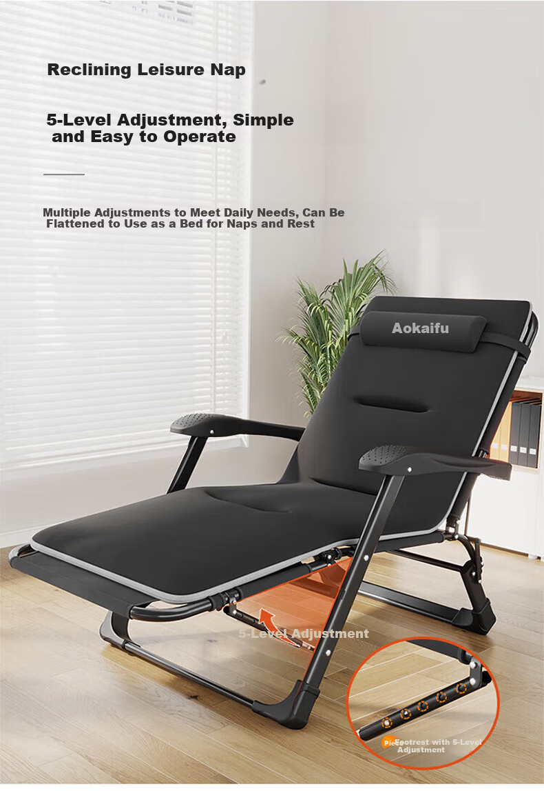 OKeefe Folding Bed Recliner Single Office Nap Bed Folding Chair Nap Chair Camp Bed Nap Sleeping Bed Sit and Lie 11