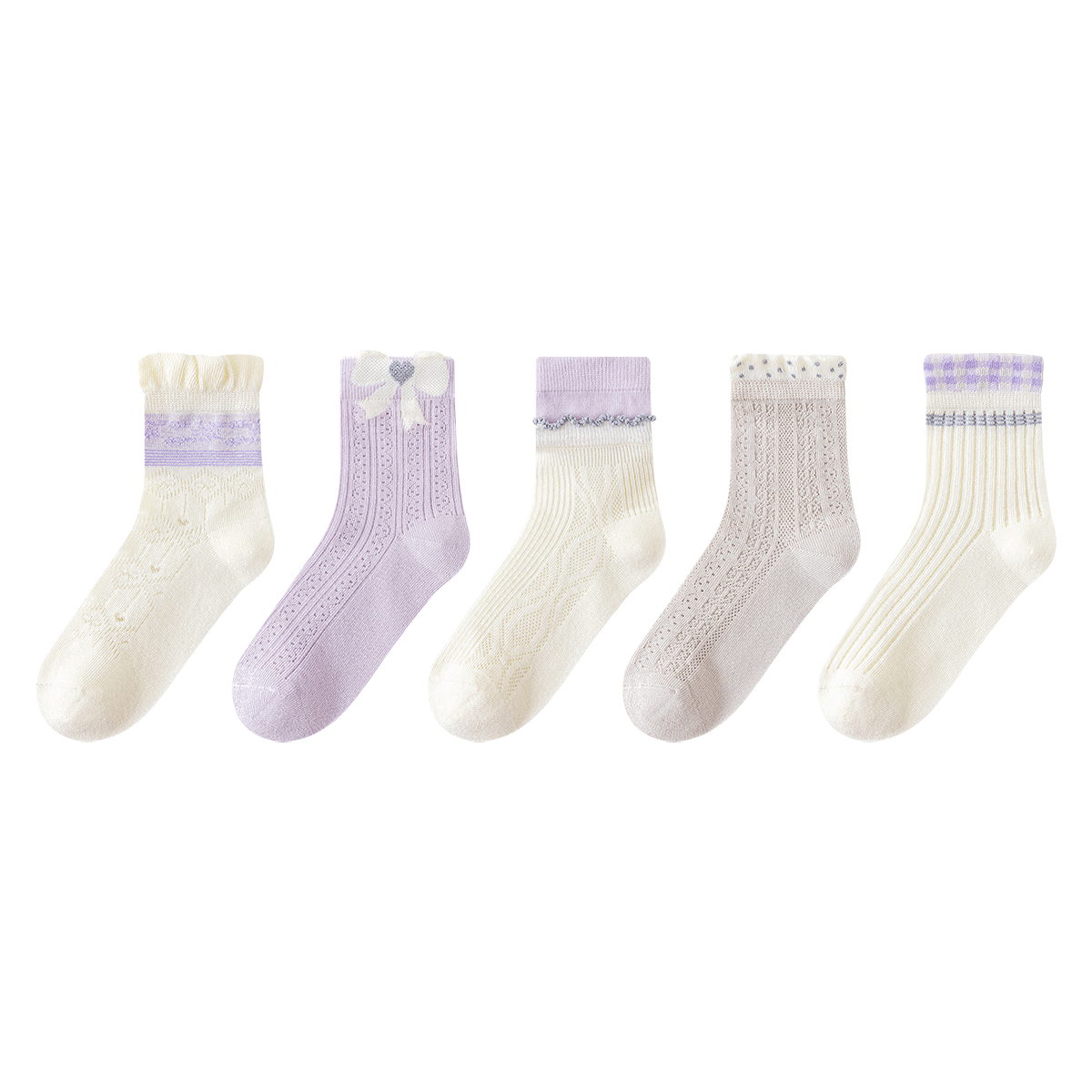 Deesha Sweet Violet Summer Mesh Breathable Lightweight Girls' Princess Socks A-Class Xinjiang Cotton for Older Children