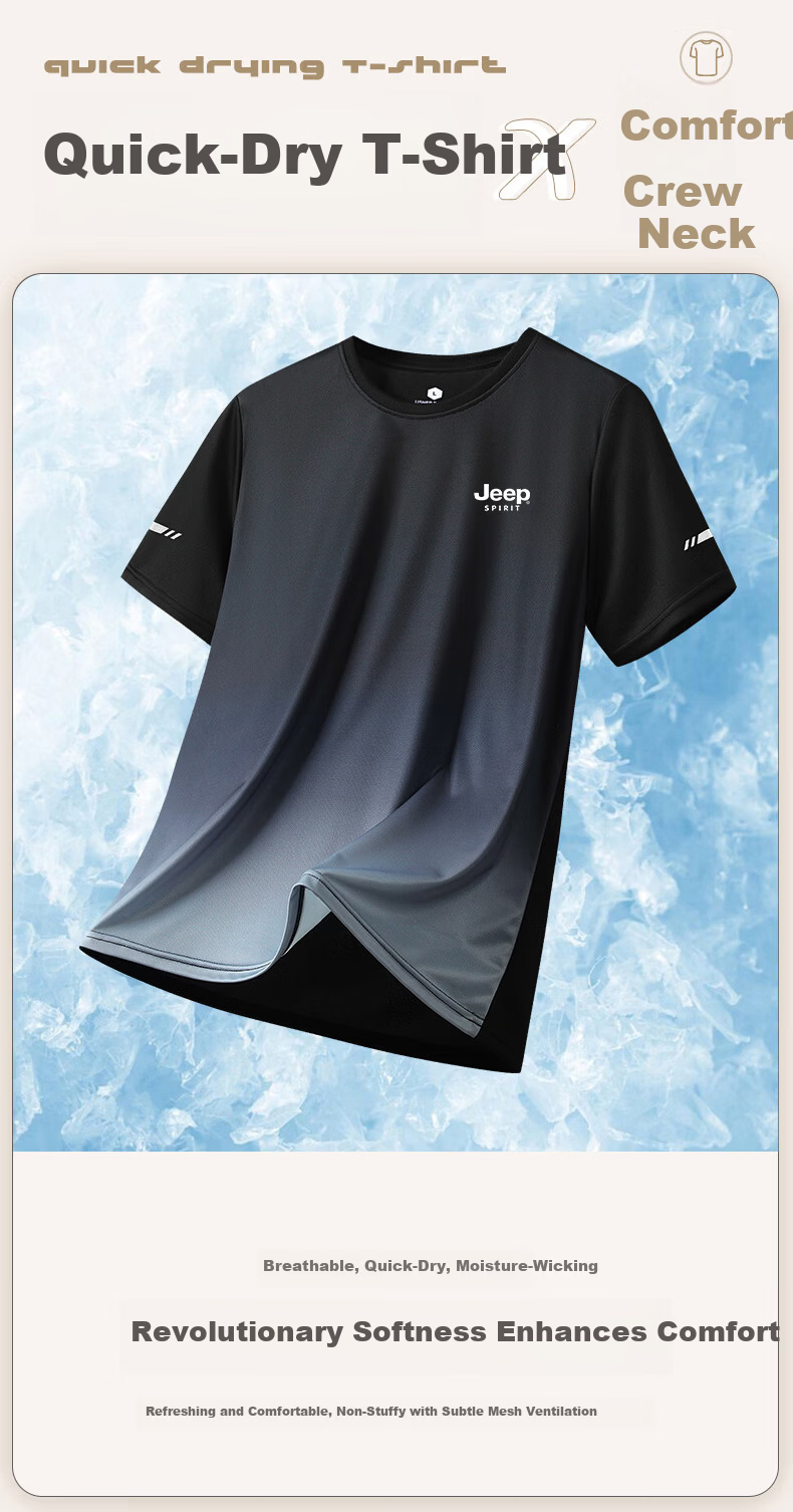 JEEP SPIRIT Men's Summer Set, T-Shirt And Shorts Two-Piece Suit, Casual Large Size Sportswear for Men, Black And Red, M 18