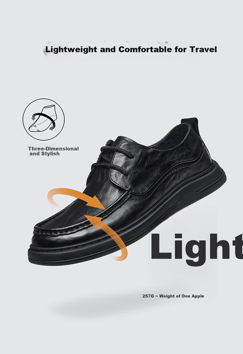 CAMEL Leather Lace-up Business Derby Shoes for Men P16S155008 Black Size 40 Father's Day 5