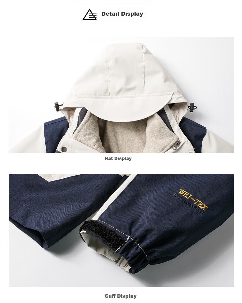 Jeanswest Outdoor Sports Waterproof Casual 3-in-1 Men's Jacket Autumn Winter Off-White 2XL 8