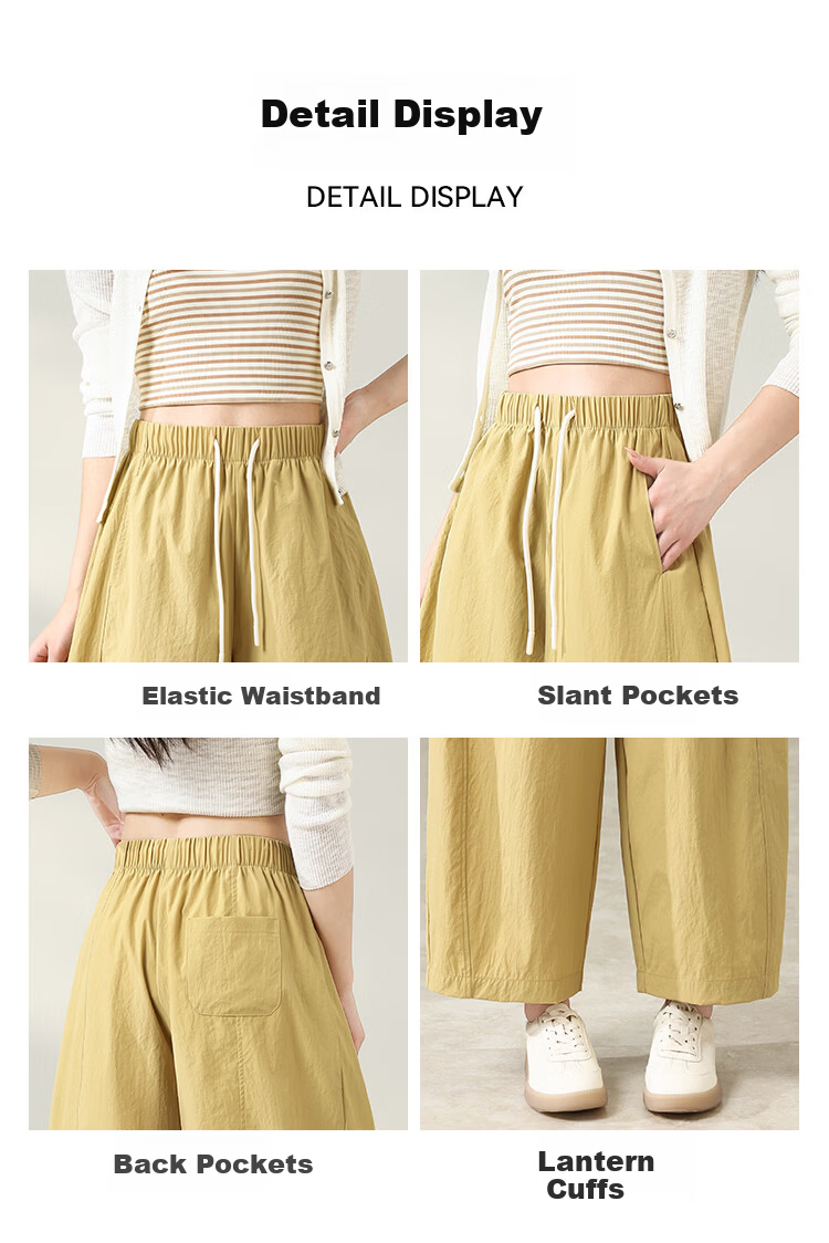 Free Style Wide Leg Pants Women Summer Thin 9/10 Lantern Pants 2026 New High Waist Slim Loose Lazy Curved Casual Pants 9