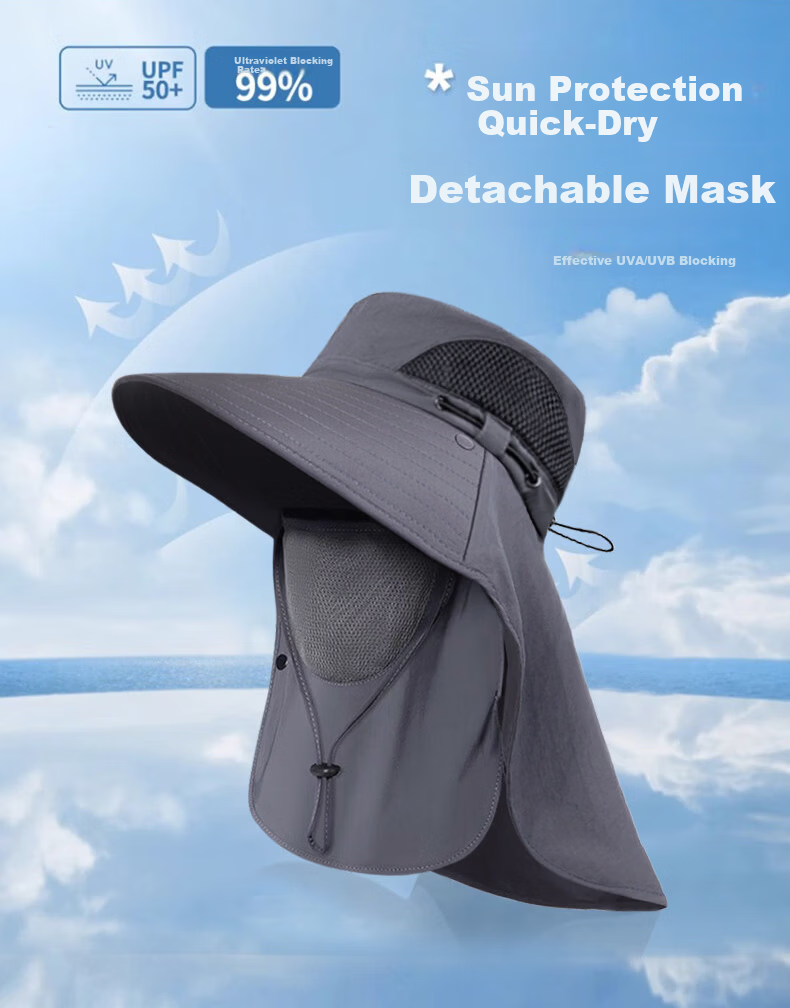 HAOGUAN Men's Summer Sunshade Hat Large Head Circumference Sun Protection Outdoor Fishing Sun Hat Wide Brim Mountaineering Bucket Hat 1