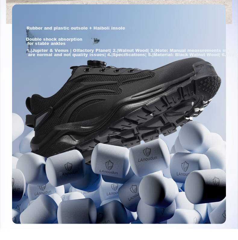 BlueOwl Shield Men's Insulated Summer Breathable Anti-Smash Toe Anti-Puncture Electrician Safety Work Shoes DL211TKB-1 Size 43 2