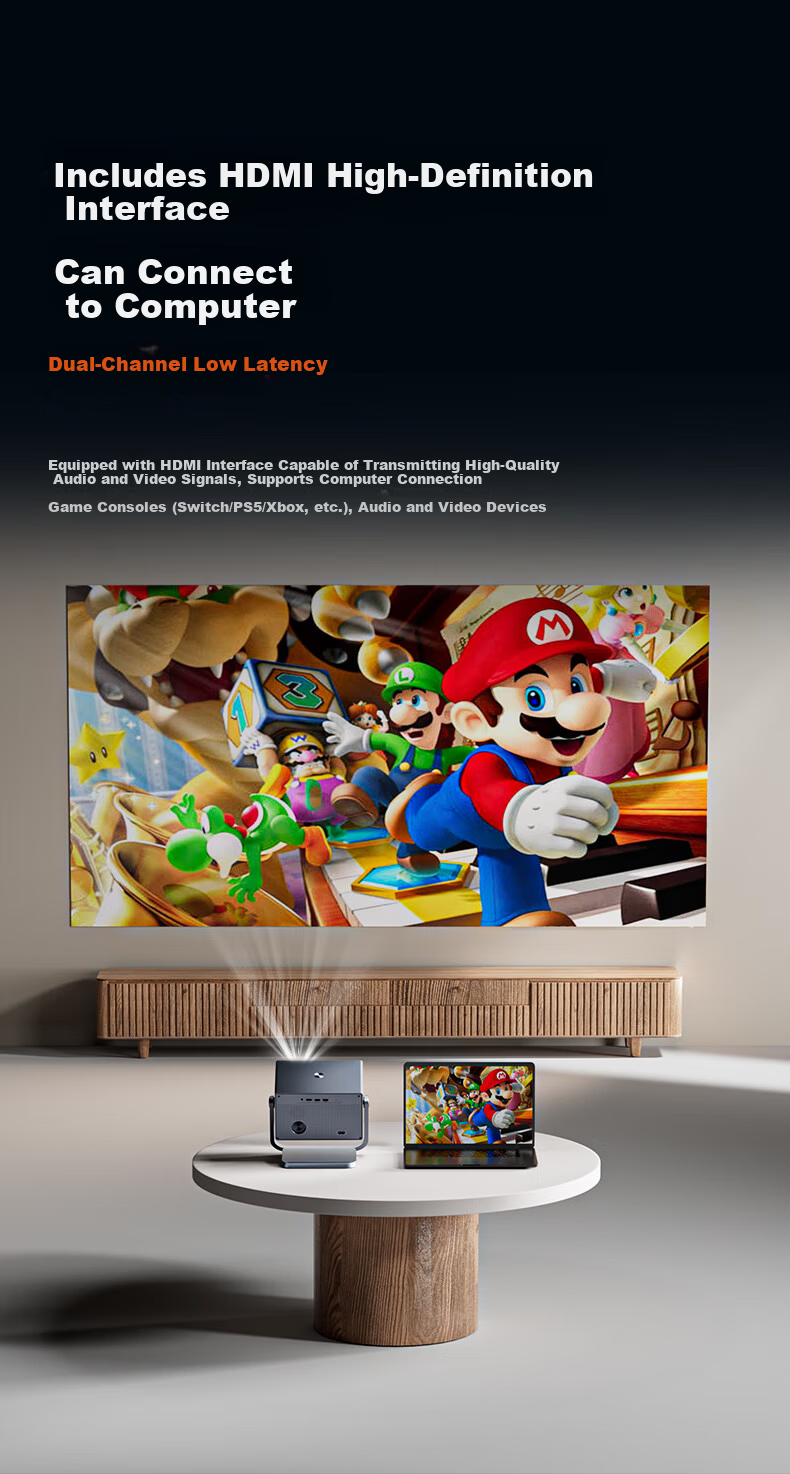 Weiying Y18Pro Home Projector 1080P Full HD Portable Smart Bedroom Projector (High Brightness Upgrade, TOF Auto Focus, PC Connectivity) 10