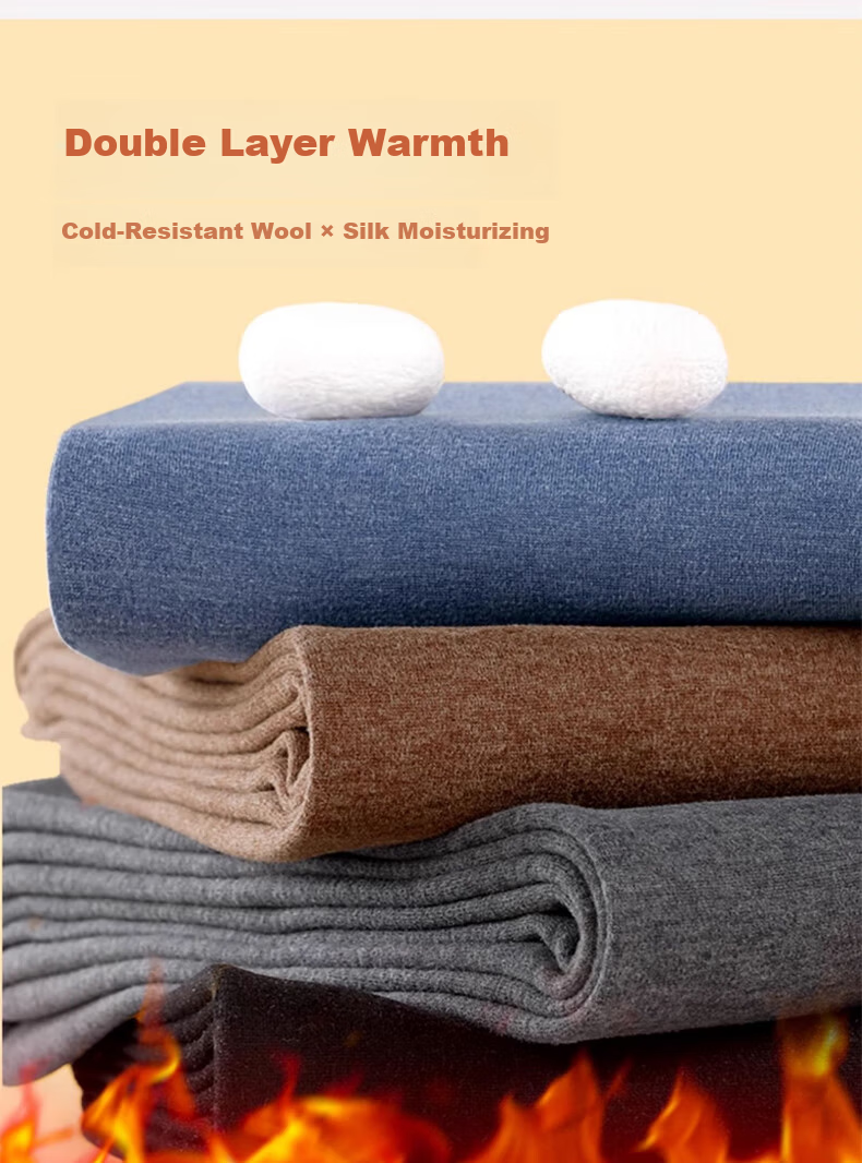 Langsha Men's Thermal Underwear, Wool And Silk Blend, Warm Inner Wear, Fall/Winter 2026 New Product, 7A Antibacterial Fleece-Lined Heat-Generating Top And Bottom Set 6