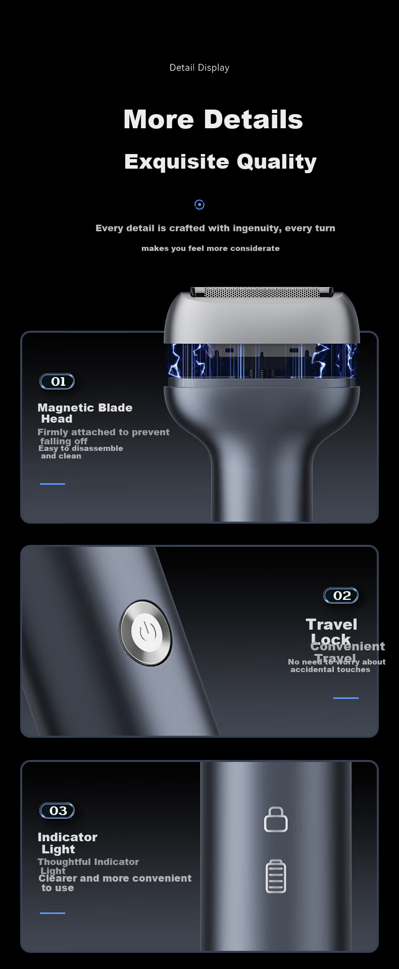 Superman Hangyang High-End Series High-Power Electric Shaver Reciprocating Small Hammer Full Body Washable Razor Type-C Fast Charging HS936 15