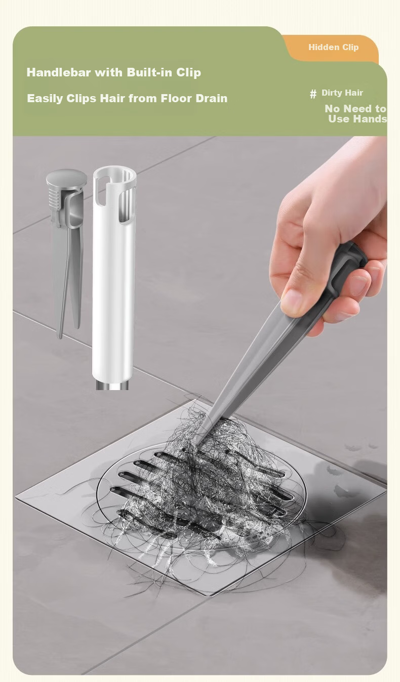 Jieshibao Broom And Dustpan Set, Household Broom Combination, Non-Stick Hair Sweeping Tool, Floor Scraper, Nordic Gree 6