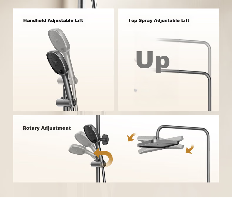 JOMOO Shower Set with Piano Key Massage Spray Gun, Descaling Top Water Spray, Yu Spirit Shower Head 36668-882/1B-1 35