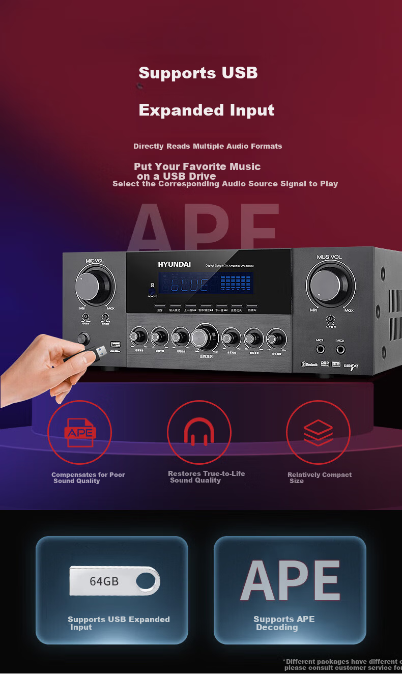 HYUNDAI K960 Home KTV Sound System Full Set Three-Way Home Theater Karaoke Singing Equipment 12