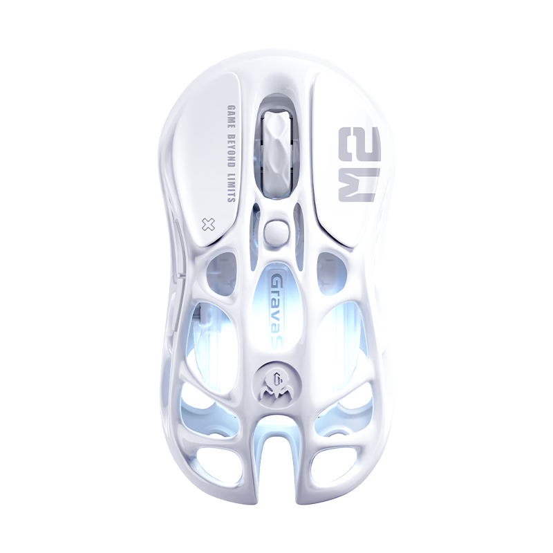 Gravity Planet Cocoon Wireless/Wired Bluetooth Tri-Mode Gaming Mouse Lightweight Hollow 3395 Long Battery Life Rechargeable Office RGB Lighting White Moonlight