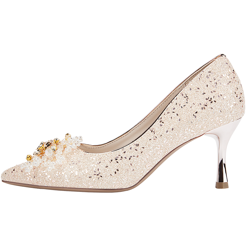 DAPHNE Minimalist Versatile Pointed High Heels Women's French Style Elegant Comfortable Bridal Wedding Shoes Silver Size 35