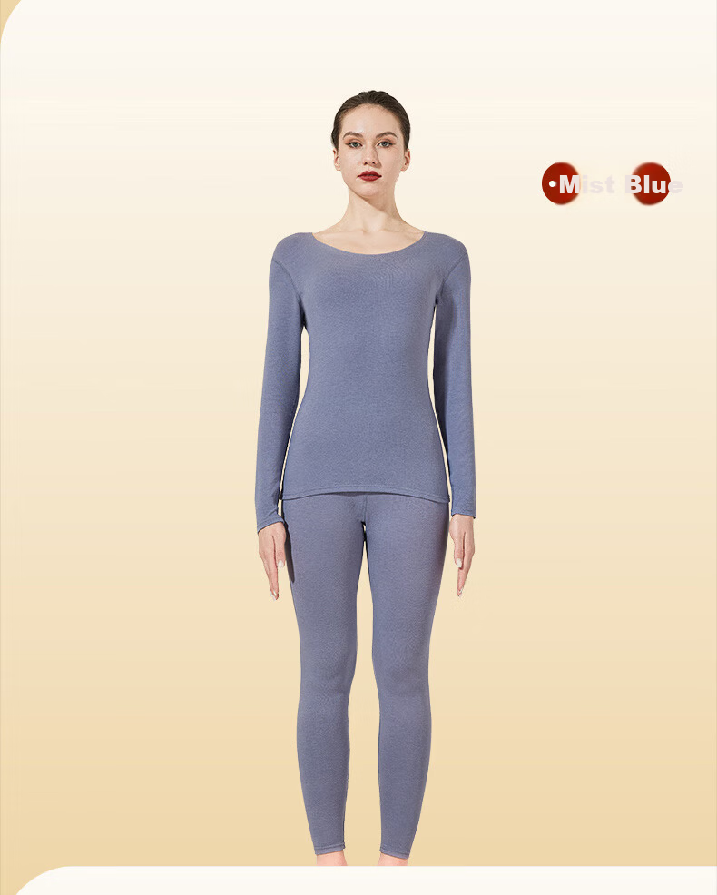 Me feeling Women's Acrylic Thermal Warm Fleece-Lined Antibacterial Winter Base Layer Set for Middle-Aged and Elderly 10
