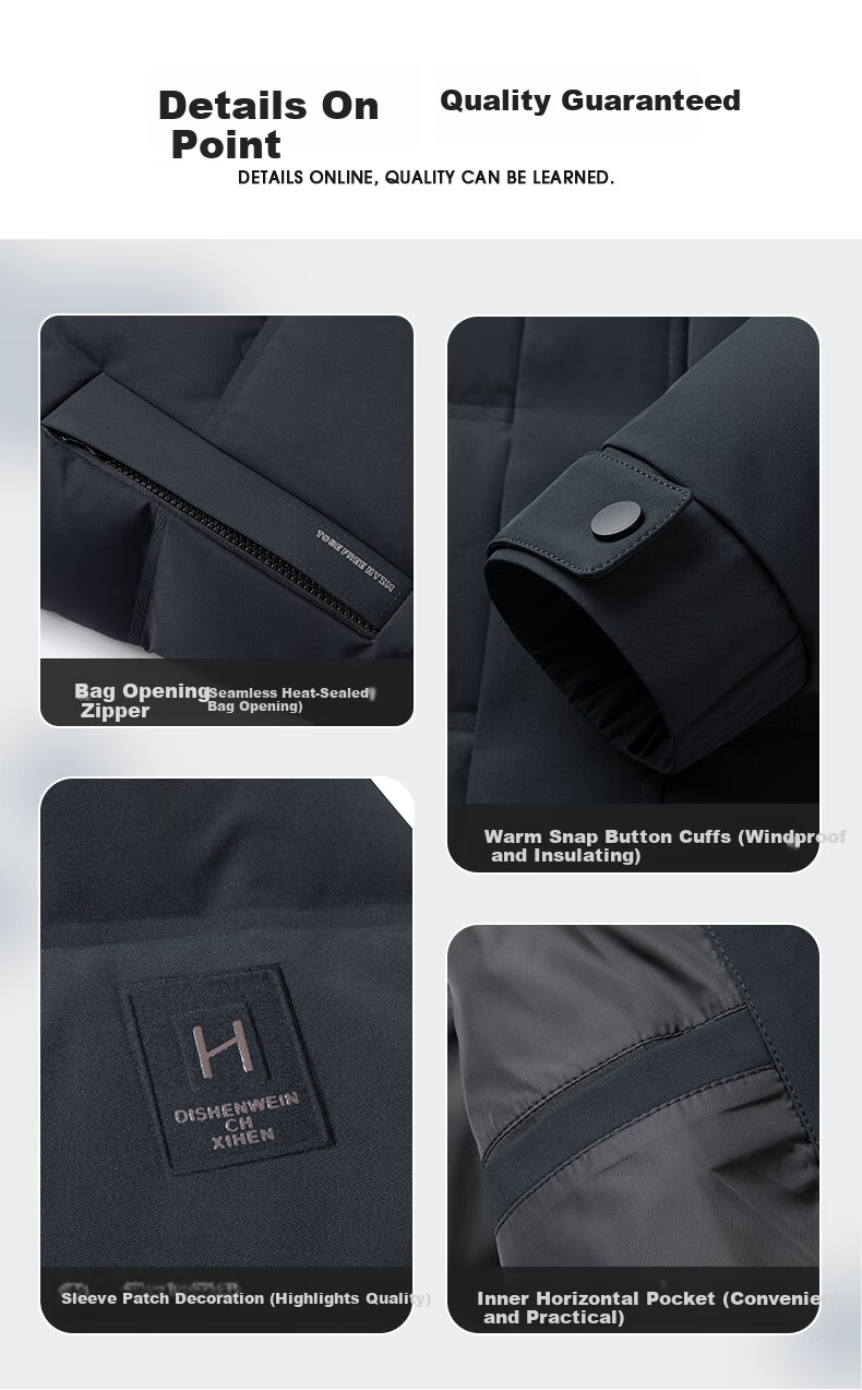 Yalu Men's Down Jacket 2025 Autumn Winter Thickened Removable Hood Short Business Casual Cold-Resistant Winter Coat 6