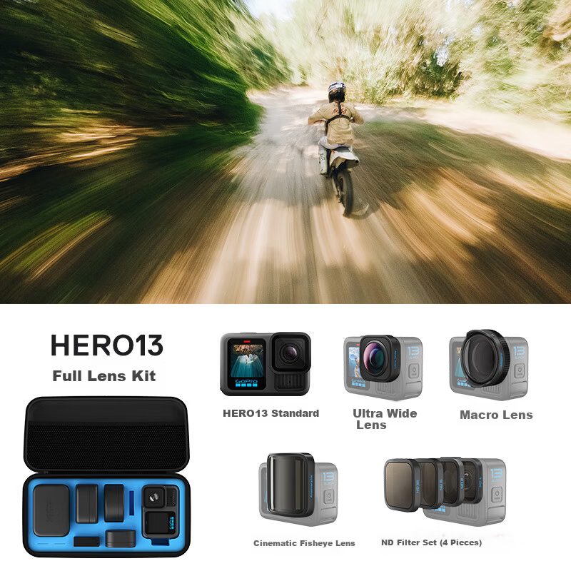 GOPRO HERO13 Black Sports Camera Official All-in-One Lens Kit [Camera + Wide-Angle Lens + Macro Lens + Cinema Lens + Filter Set + Hard Case]