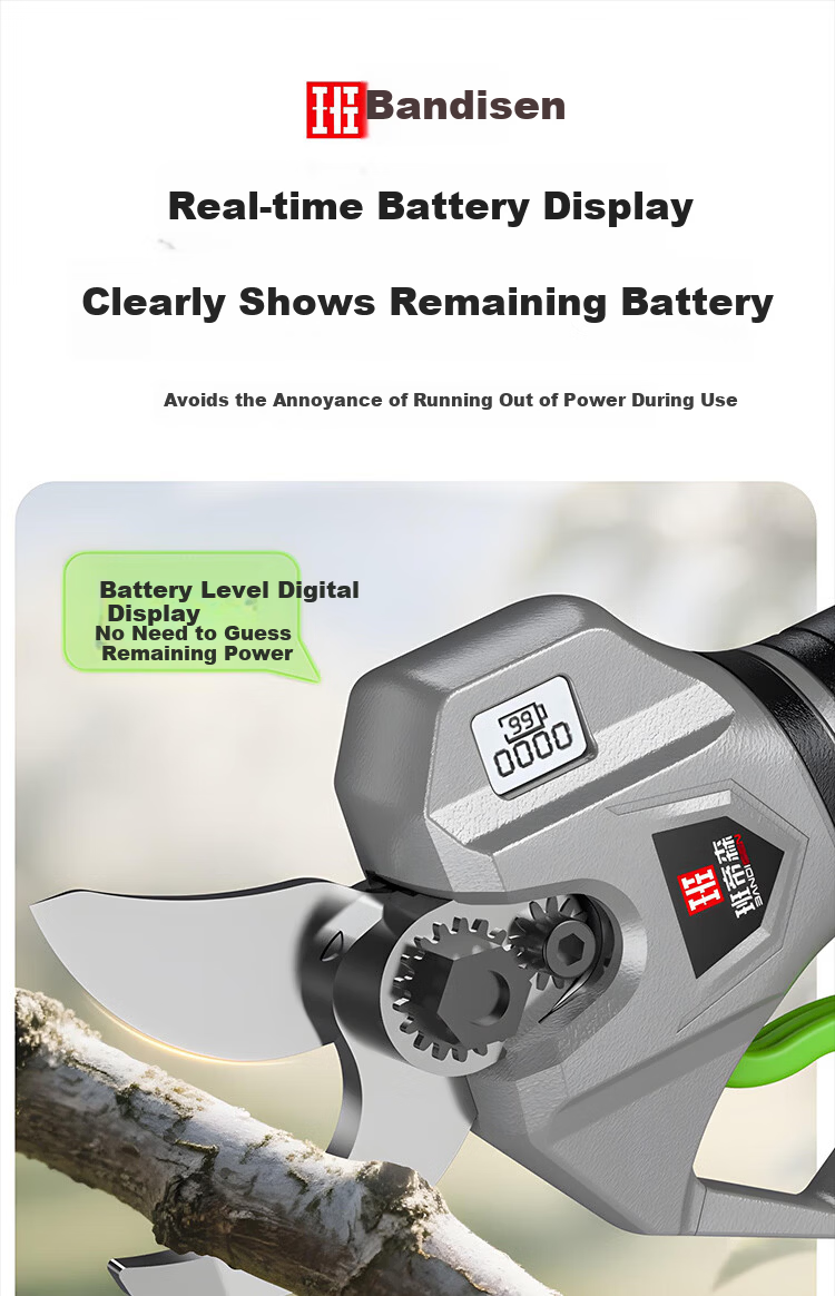 Bandison 21V Electric Pruning Shears High-Power Lithium Battery Garden Tree Branch Cutter Gardening Pruner 11
