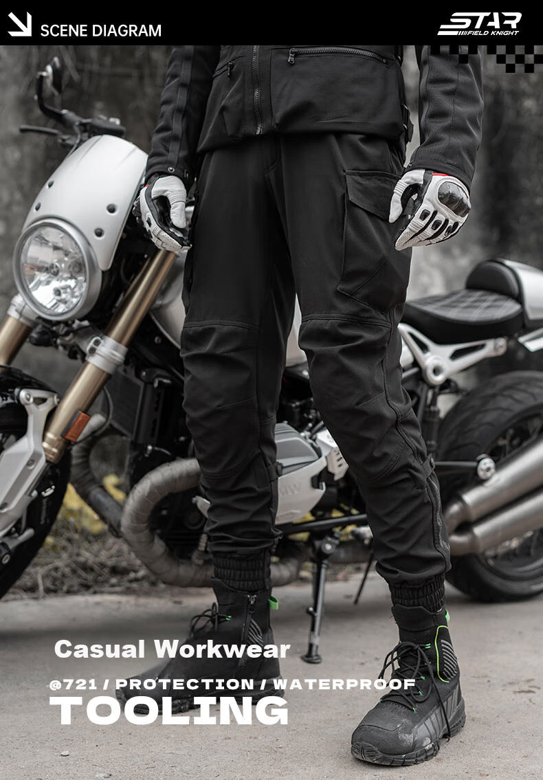 STAR FIELD KNIGHT Men's Motorcycle Commuter Riding Pants Summer Casual Slim Fit Cargo Pants Military Green XL 8