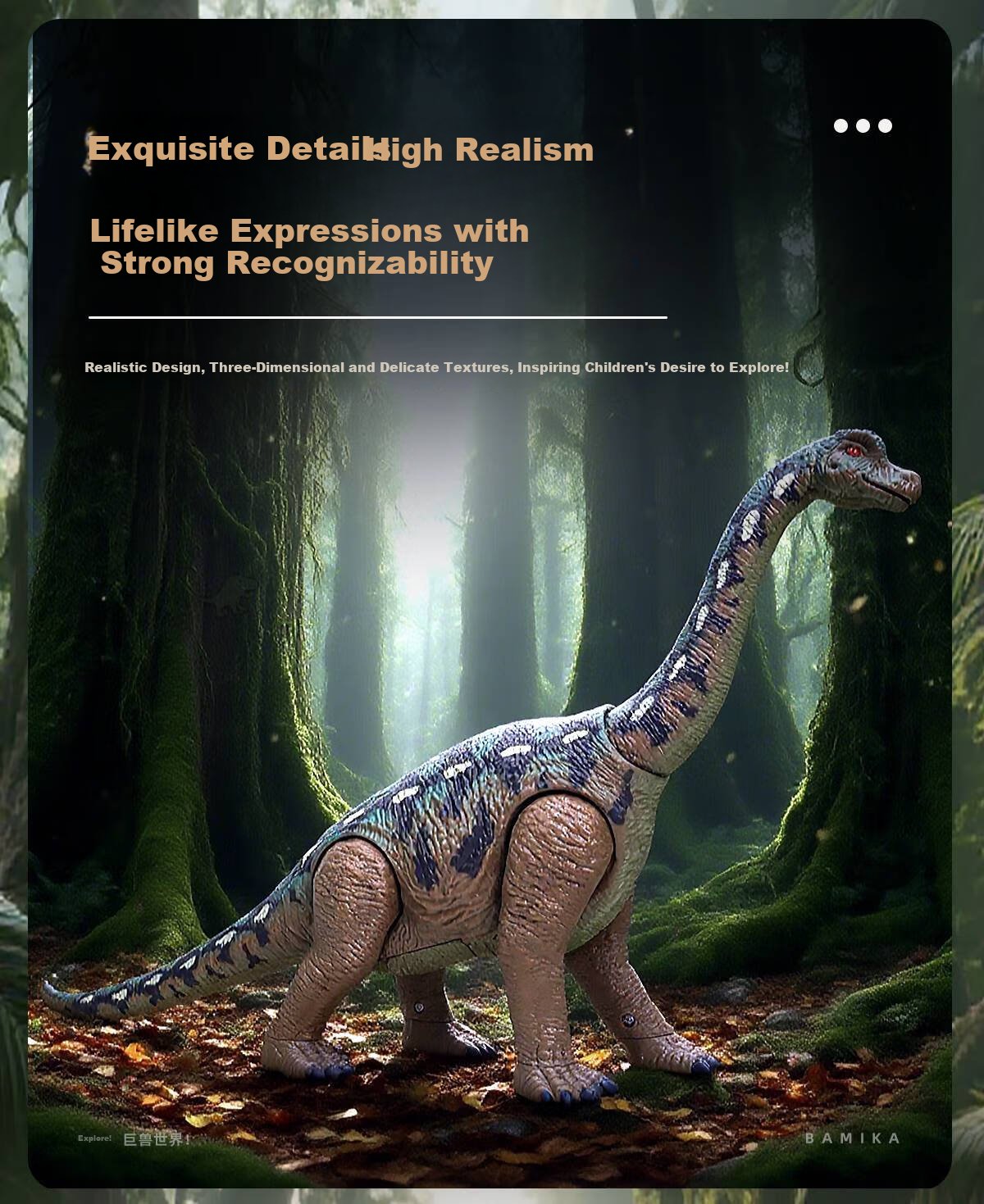 Bameika Large Smart Sound-Activated Dinosaur Model Toy Realistic Jurassic Animals T-Rex, Pterosaur, Triceratops, Brachiosaurus 6