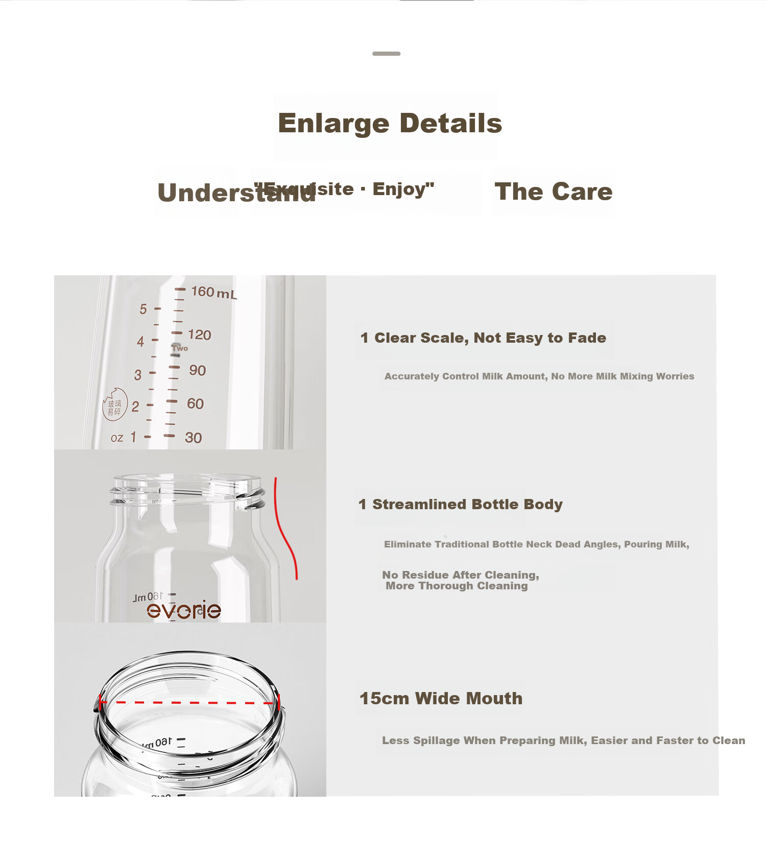 Evorie Exquisite Series Glass Baby Bottle Wide Neck Newborn Bottle 160ml Moonlight Blue (0-3 Months+) 10