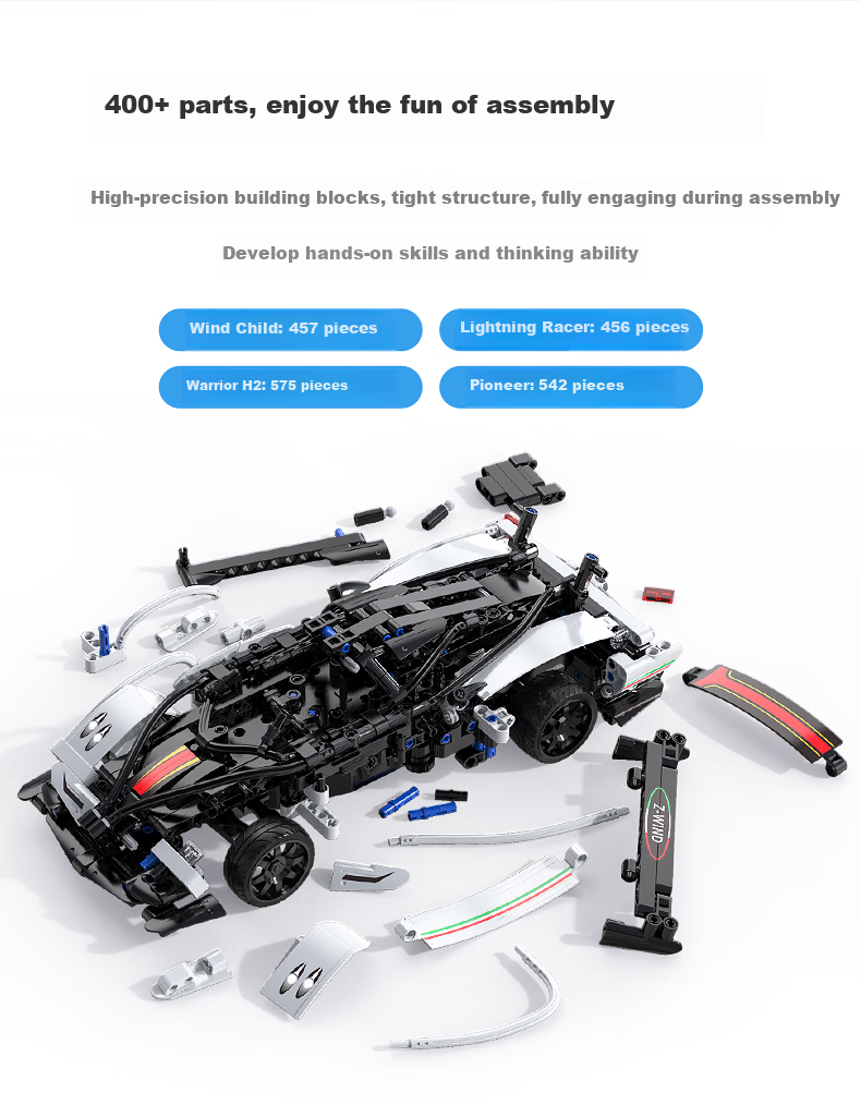 CaDA Building Blocks Programming Remote Control Car Wind Rider Assembled Racing Sports Car Model Educational Programming Toy Boys Birthday Gift 6