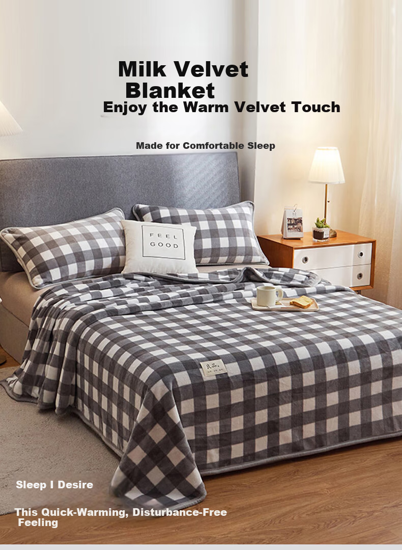 Aiwei Thick Plush Sofa Blanket Fleece Throw Bedspread Plush Quilt Cover Nap Blanket 150x200cm Gray Large Check 1
