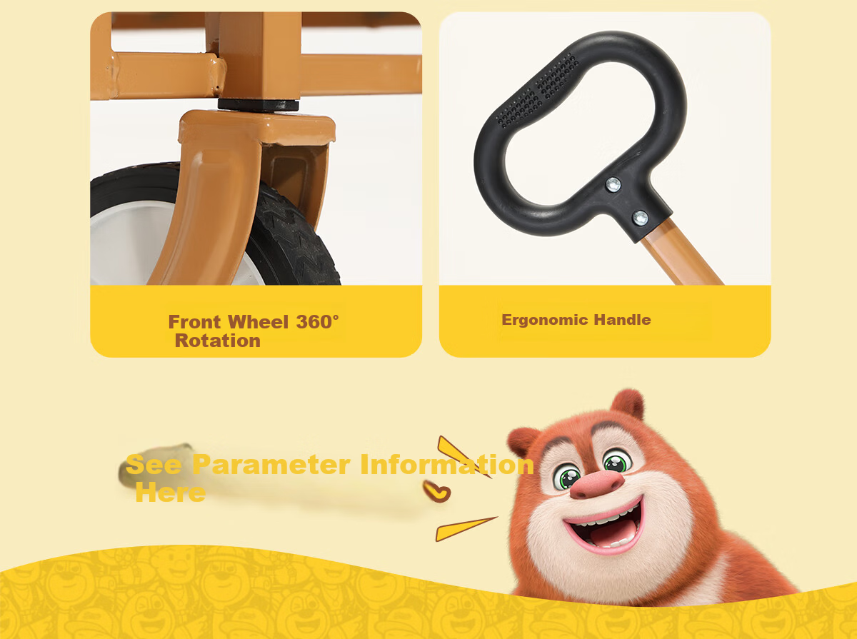 CAMEL [Camel × Boonie Bears] Outdoor Foldable Camping Cart Portable Camp Cart Picnic Cart Child Recliner 22