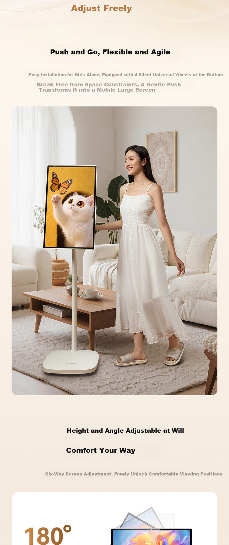 Skyworth 27-inch Touchscreen Mobile TV 4K Decoder Bestie Machine 520 Girls Gift All-in-One Device Flexible Screen Tablet Parent-Child Screen JD Self-operated National Subsidy N20Pro+ 12