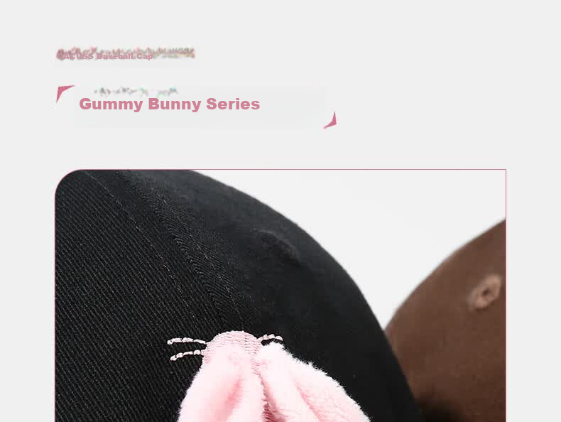 CACUSS Women's Duckbill Cap Spring Summer Cute Embroidered Little Rabbit Pure Cotton Soft Top Baseball Cap Playful Youthful Face-Slimming Dark Brown 3