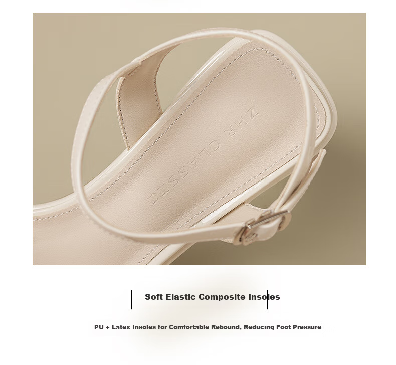 ZHR Women's Summer Sandals Fairy Style Thick High Heels Open Toe One-Strap Shoes with Skirt KN139 Beige Size 35 8