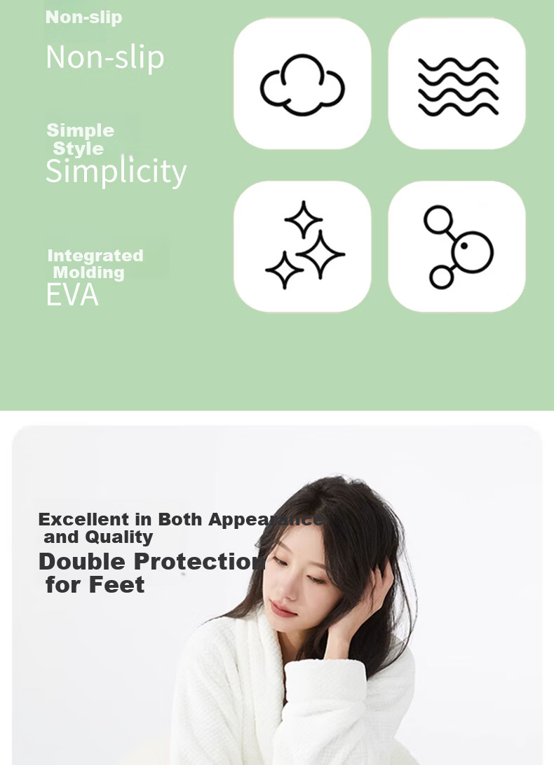 Grace Women's Indoor Non-Slip EVA Odor-Resistant Silent Slippers, Green, Size 38-39 3