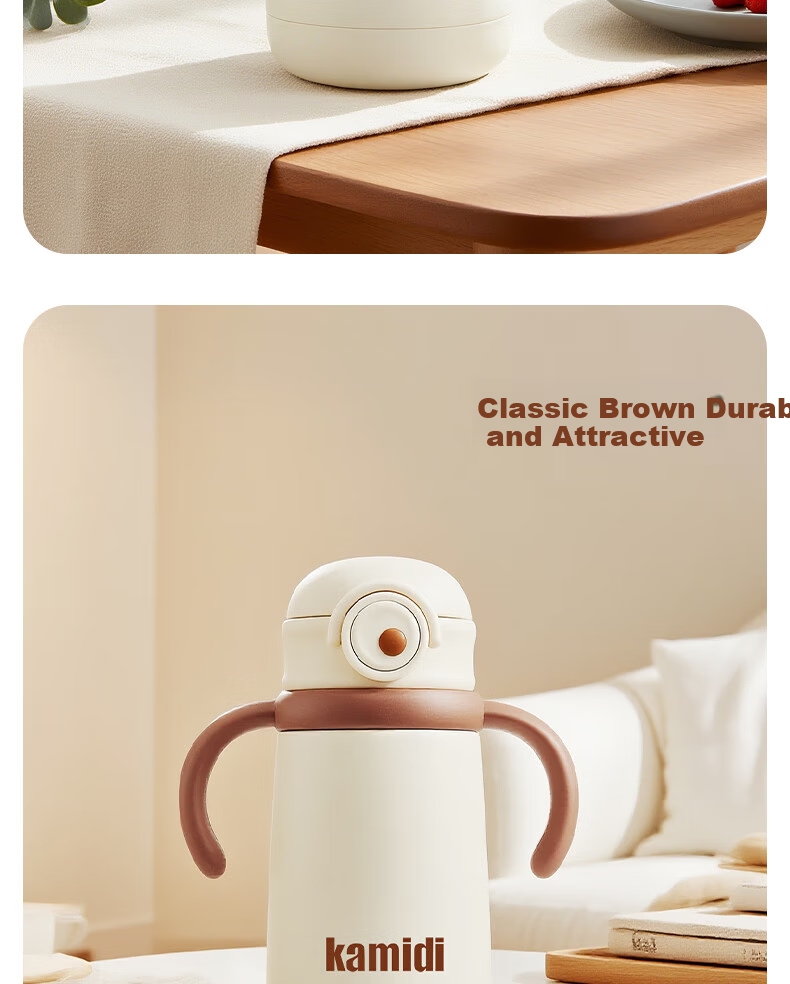 Kamidi Children's Insulated Bottle Infant Thermos Water Bottle Small Age Baby 316L Stainless Steel Straw Baby Bottle 400ml 28