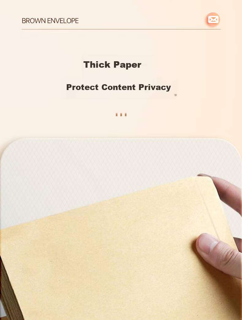 Kelangxinsheng Kraft Paper Standard Envelope, 230*160mm, 120g Thick Pure Wood Pulp Office Bill Folder, Business Letter Envelope, Invoice Bag, Payroll Bag, No. 7, Pack of 20 3