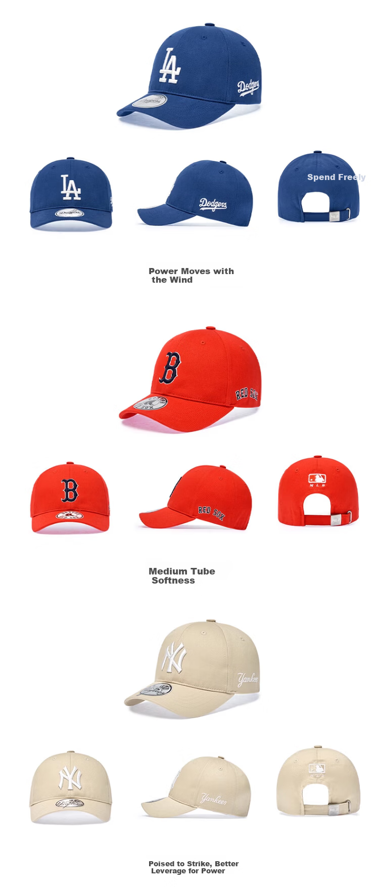 MLB Baseball Cap for Adults and Kids Soft Top Duckbill Casual Sports Hat Four Seasons 7ACPB186N-50BKS-F4 3