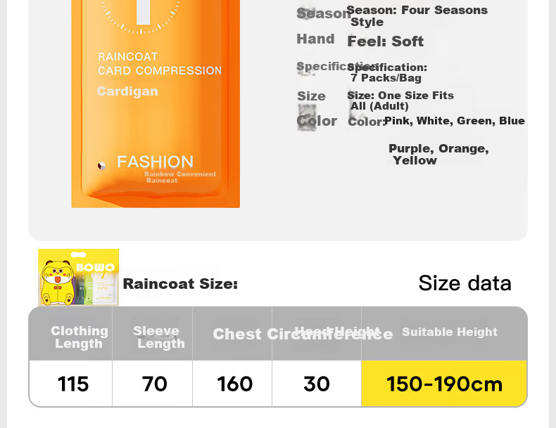 BWNK Disposable Thickened Adult Card Long Full-Body Raincoat 14-Pack 31