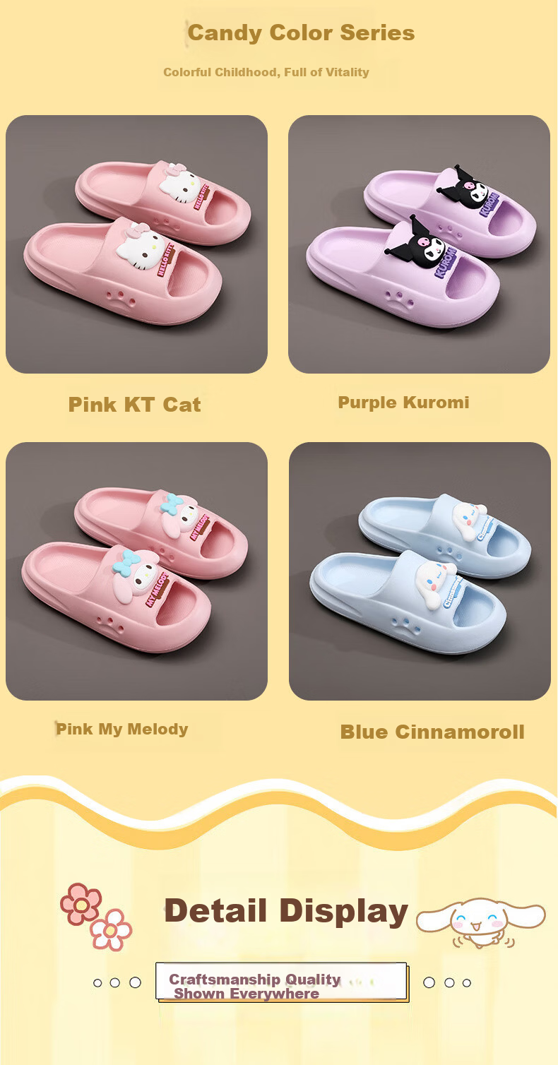 Genmai Sanrio Children's Slippers Summer Girls Cartoon Kuromi Cute Home Non-Slip Sandals Girls Cinnamoroll 220 4