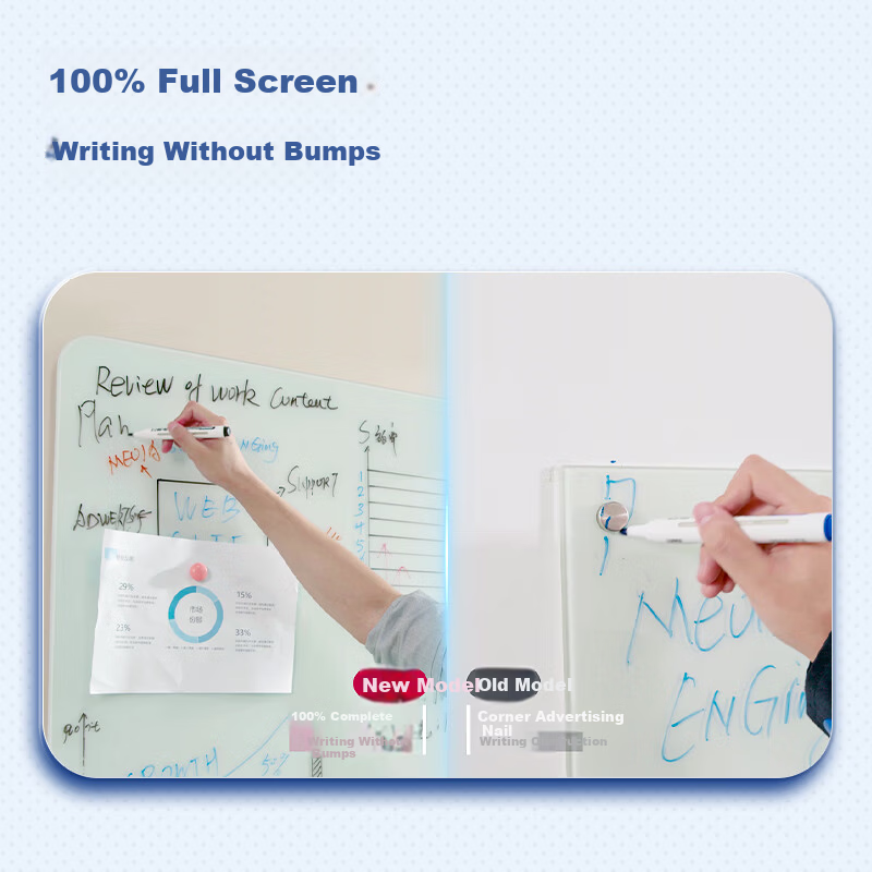 Deli Wall-Mounted Whiteboard 120x90cm Full-Screen Magnetic Tempered Glass Hanging Whiteboard Office Meeting Writing Board Blackboard (Includes Eraser, Marker, Magnetic Pins) MZ101