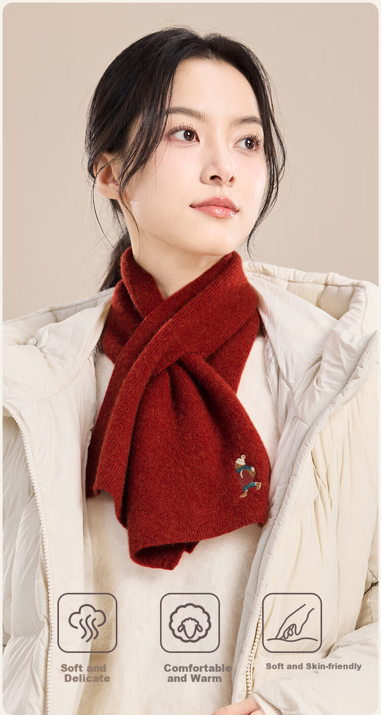 JIUMU Unisex Cashmere Small Scarf Autumn Winter Wool Warm Neck Warmer Short Scarf for Men and Women 6