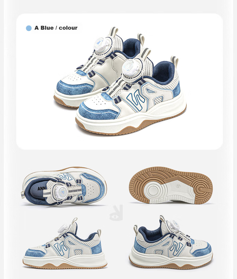 ANNIL Boys' Casual Soft-Soled Button Sports Shoes 2026 Spring New Light Gray Size 28 7